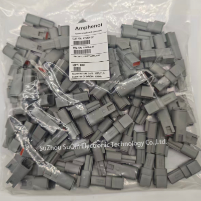 Original bulk packaging for the Deutsch ATM04-2P 2-pin male receptacle connectors
