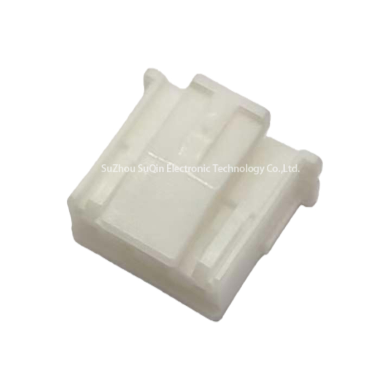 Front view of JST XA series 4-position connector housing showing 2.5mm pitch openings.